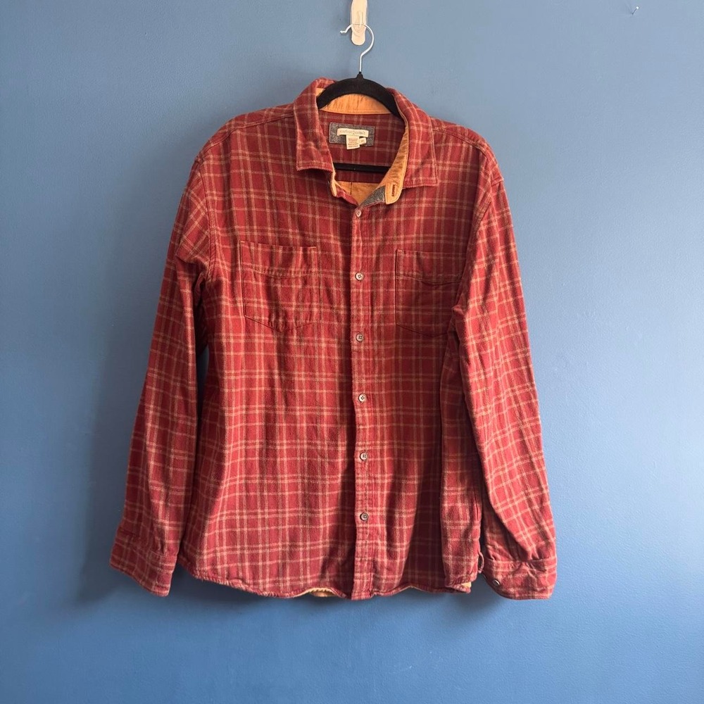 Red Flannel Button Down Men's Size XL Carbon2cobalt Plaid Grunge 100% Cotton